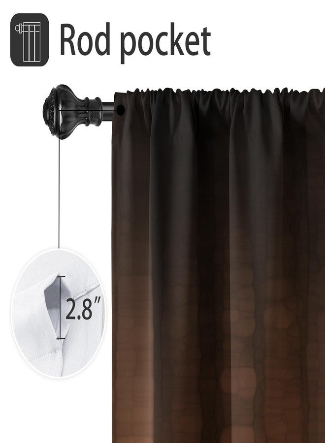 Coxila Brown Window Curtains for Bedroom 42 x 63 Inch Rod Pocket Western Rustic Country Retro Vintage Black Dark Modern Abstract Ombre Bedroom Living Room Home Treatment Set of 2 Curtain Panels Drapes - Image 3